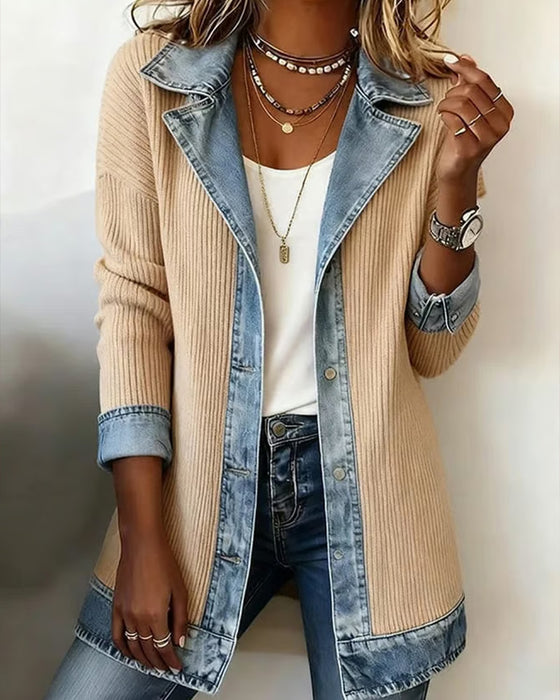 Veste Revers Bouton Patchwork