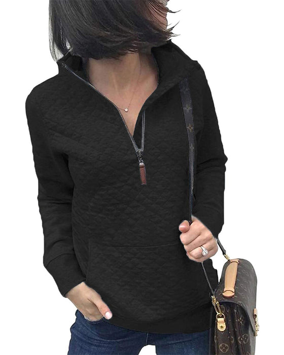 Sweatshirt Décontracté Fermeture Éclair Manches Longues