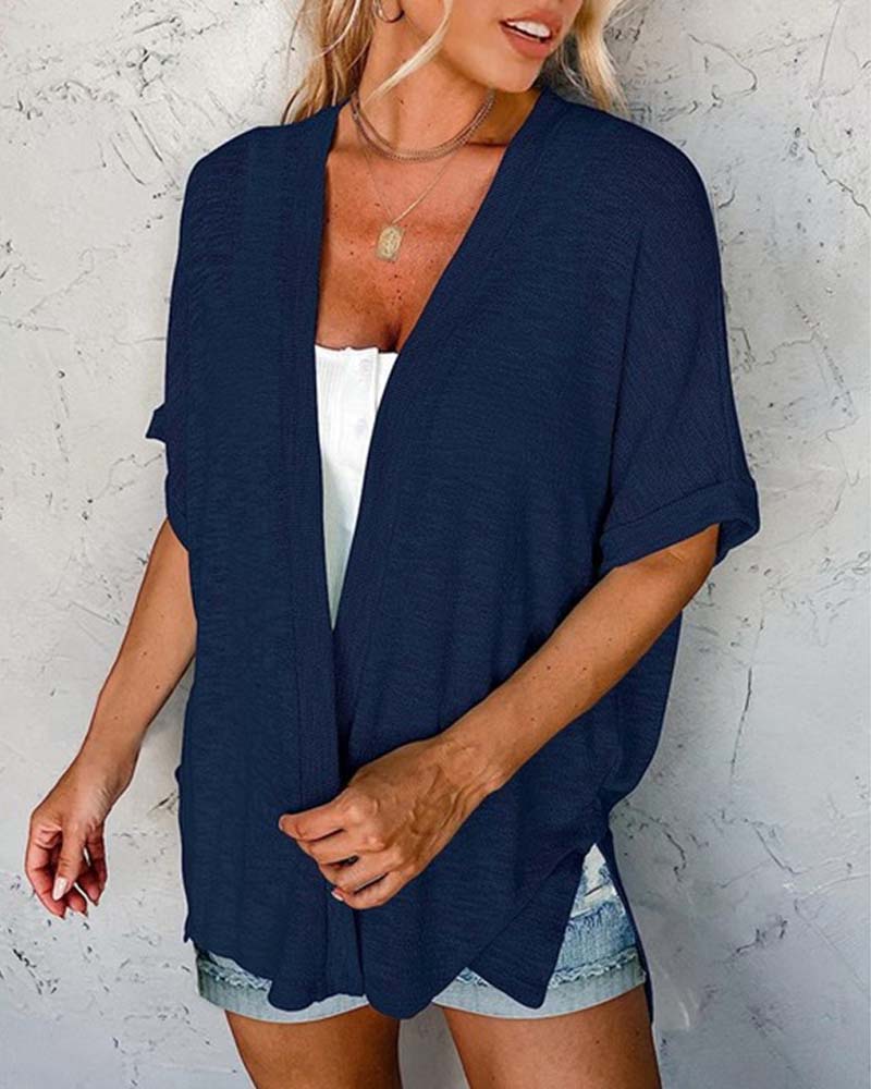 Manteau Manches Courtes Décontracté Unie