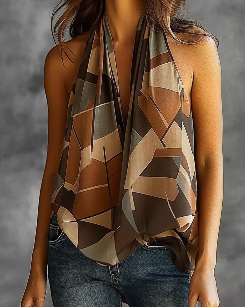 Débardeur Élégant Imprimé Sans Manches