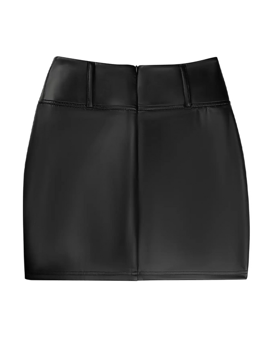 Jupe Dentelle Patchwork Bodycon PU