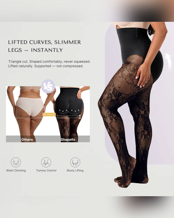 Collant gainant taille haute pour femme avec dentelle florale