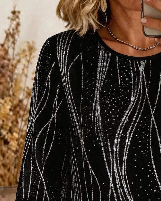 Blouse Mode Imprimé Col Rond Décontractée