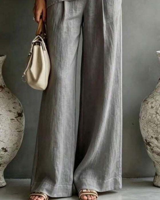 Set Une Épaule Asymétrique Jambe Large Pantalon