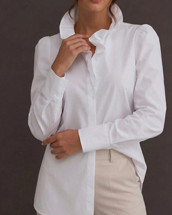 Blouse Volant Garniture Manches Longues Manches Ballon
