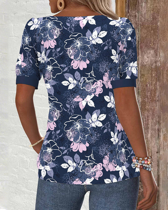 Blouse Décolleté Bretelles Manches Courtes Imprimé