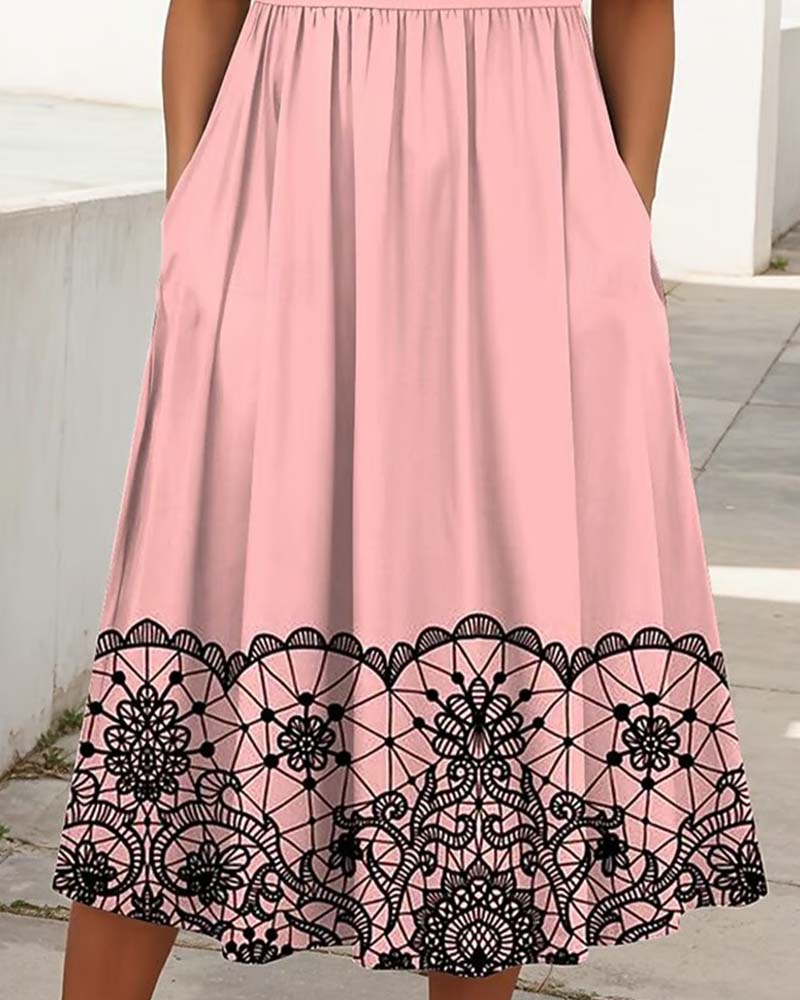 Robe Col Rond Imprimé Ligne A