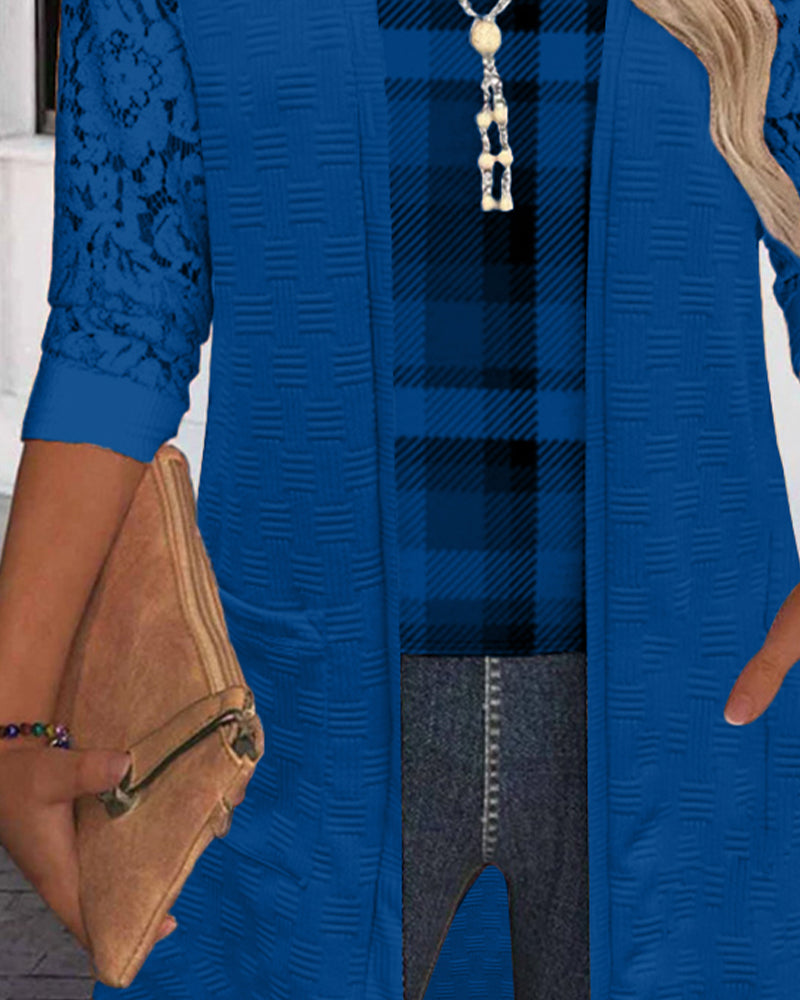 Haut À Fausse Coupe Deux Pièces À Carreaux