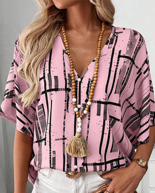 Blouse Col V Ligne Manche Chauve-Souris