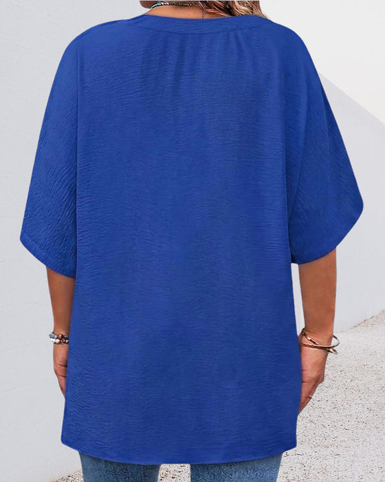 Blouse Lâche Unie Manches Courtes