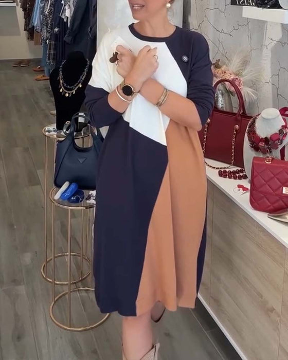 Robe Élégante Ample Color-Block