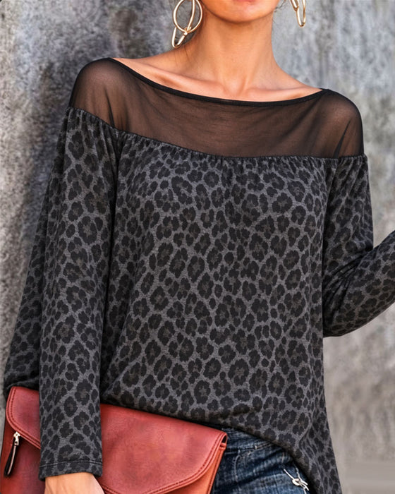 Haut Léopard Mesh Patchwork