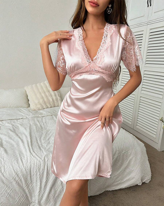 Chemise De Nuit Sexy En Dentelle Rembourrée