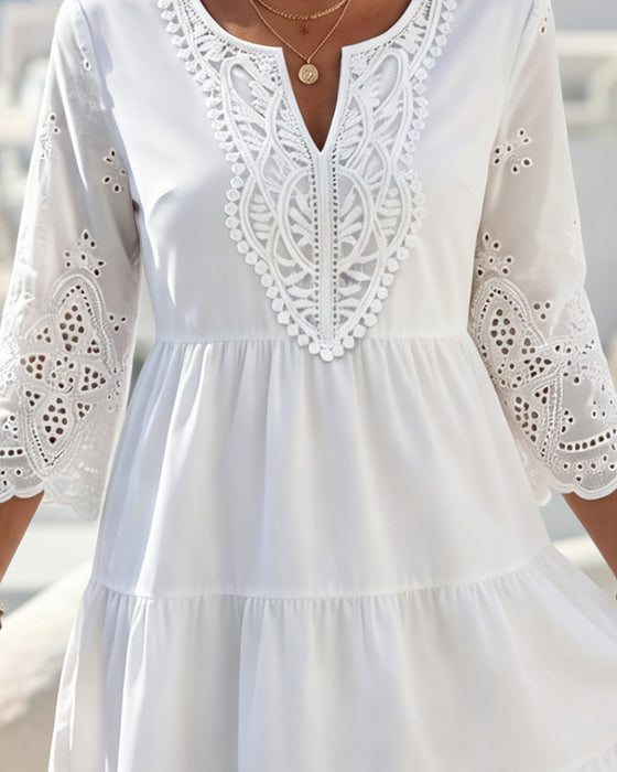 Robes Découpe À Volants Midi A-Ligne