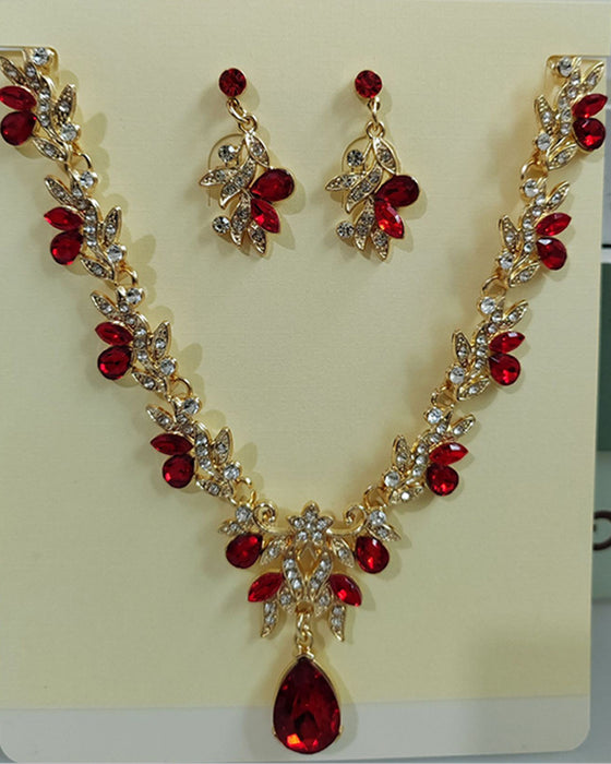 Collier Pendeloque En Larme Scintillant Et Boucles D'oreilles Ensemble