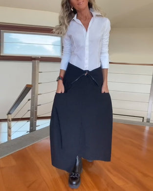 Jupe à poches zippées de couleur unie à la mode