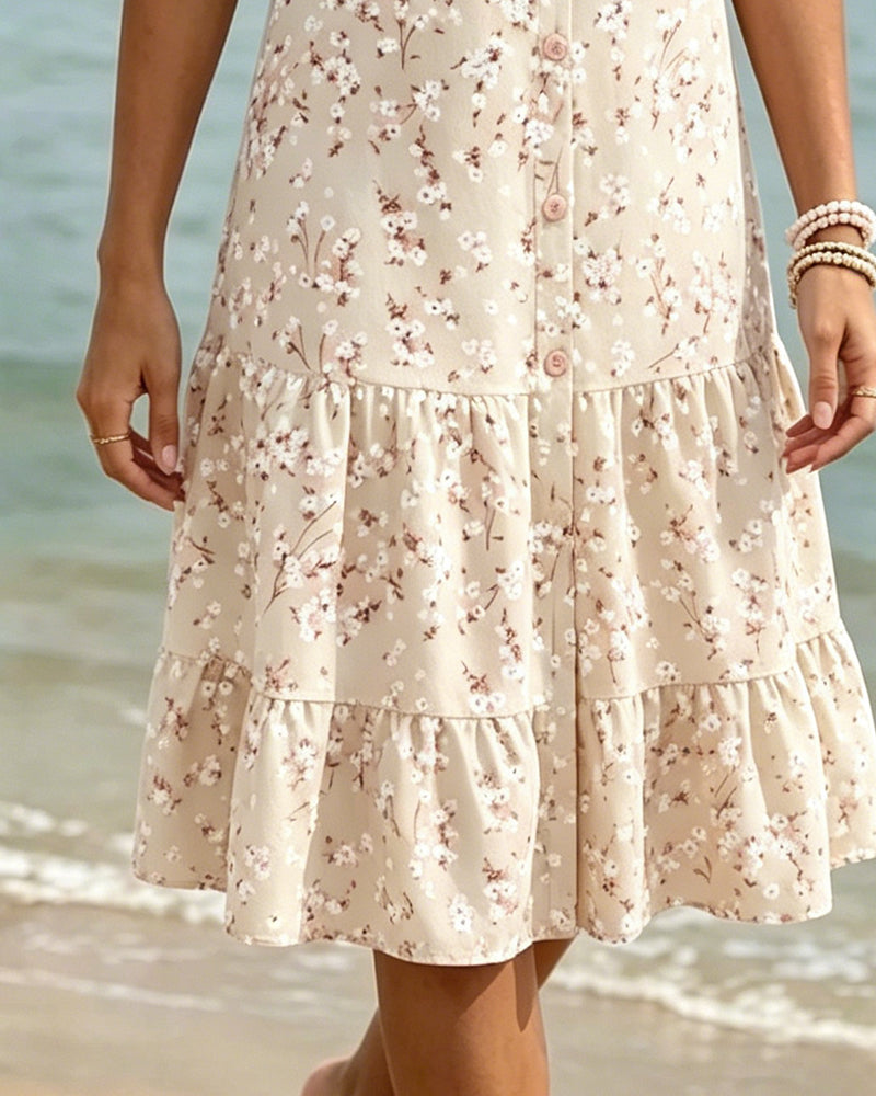 Robe Florale Col V Superposée
