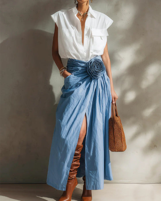 Blouse Mode Sans Manches Unie