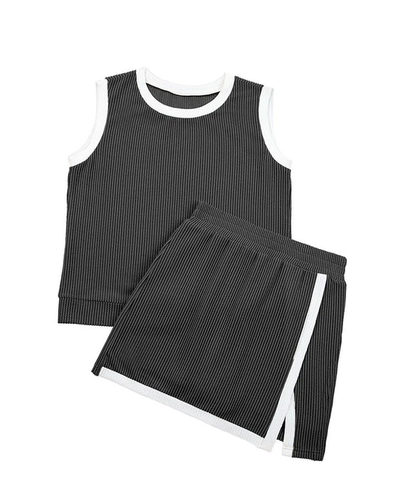 Ensemble Rayé Fendu Anti Transparence Débardeur