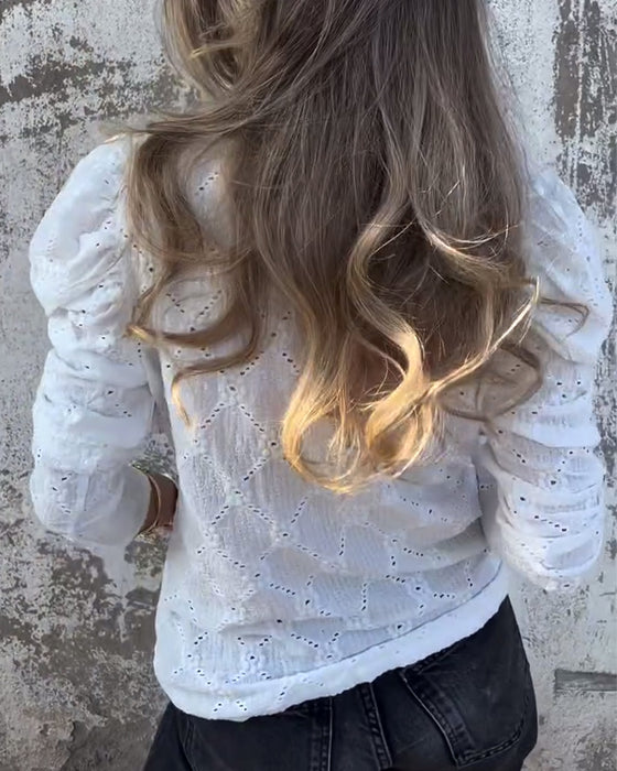 Blouse À Manches Bouffantes Et Découpes