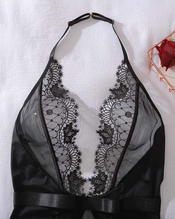 Lingerie Une-Pièce Transparente Dos Nu Avec Découpes