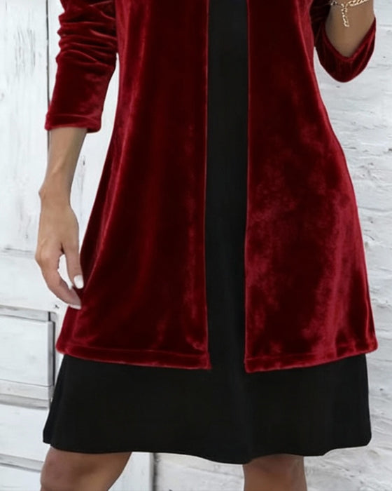 Robe En Velours Effet Deux Pièces