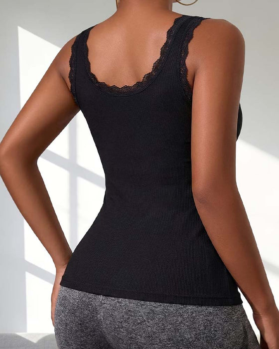 Tank Top Rembourré Dentelle Garniture