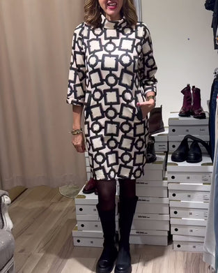 Robe décontractée à poches et imprimé géométrique