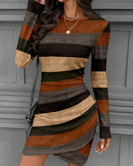 Robe Vintage Rayure Manche Longue