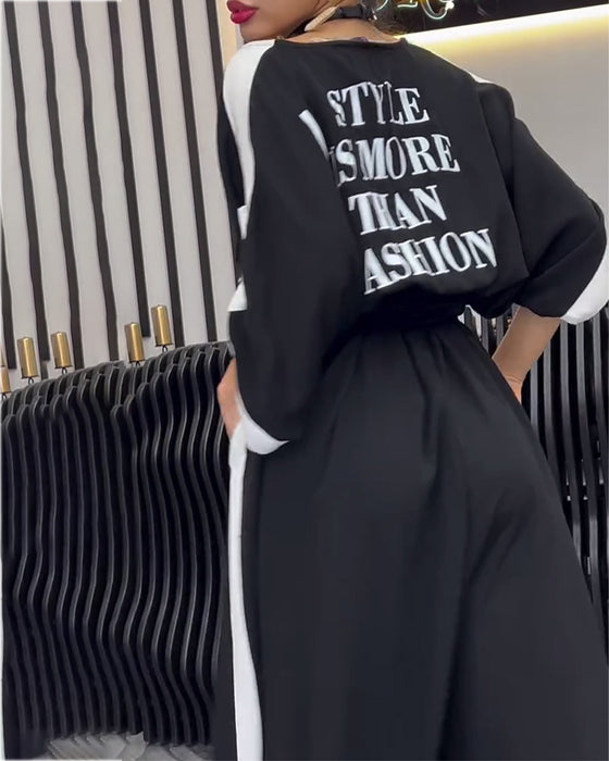 Costume Col V Irrégulier Pantalon Ample