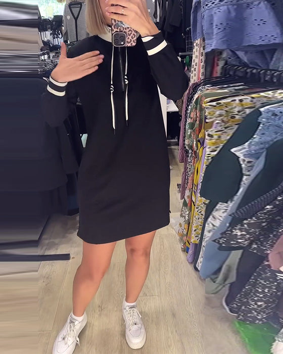 Robe décontractée à col montant et manches longues avec cordon de serrage