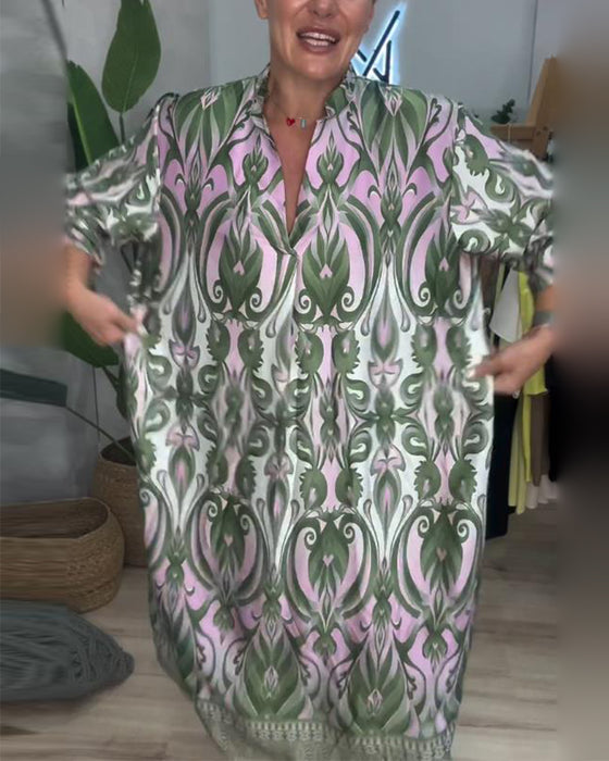 Robe À Manches Bouffantes Paisley