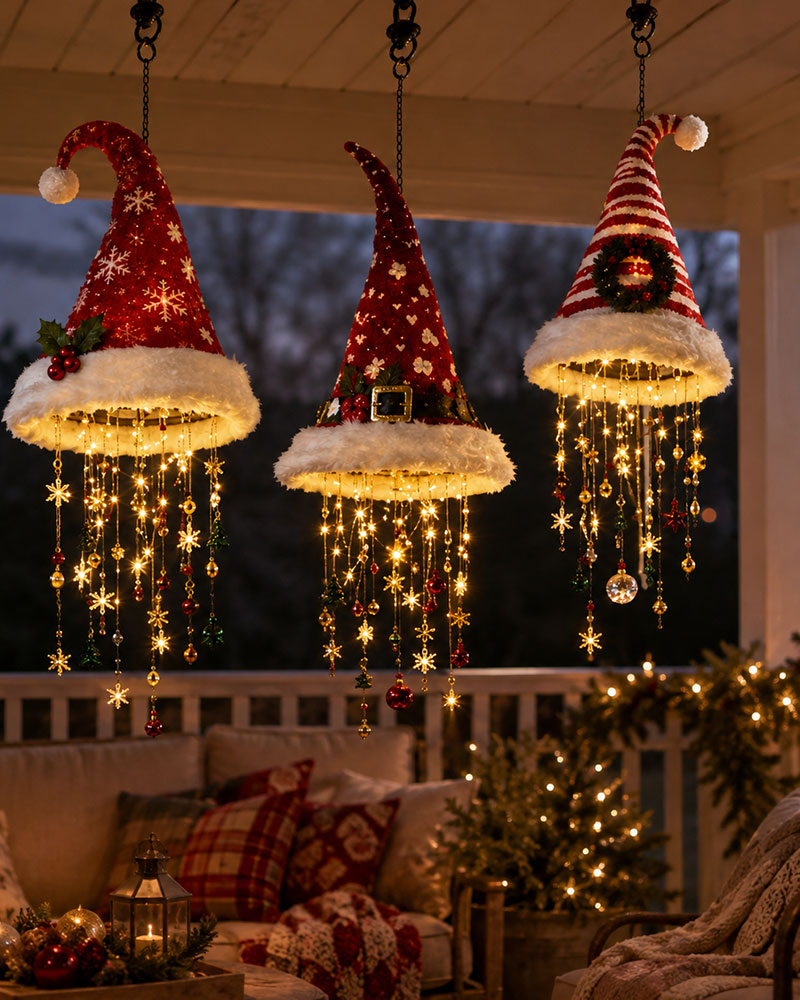 🎅 Chapeau De Père Noël Lumineux Lustre Suspendu🎄