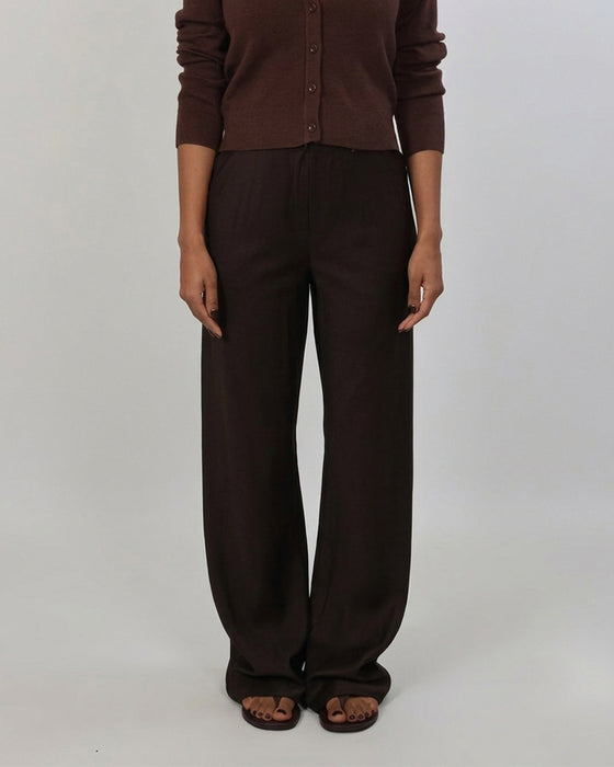 Pantalon Diagonal Rayé Patchwork Uni Jambe Large