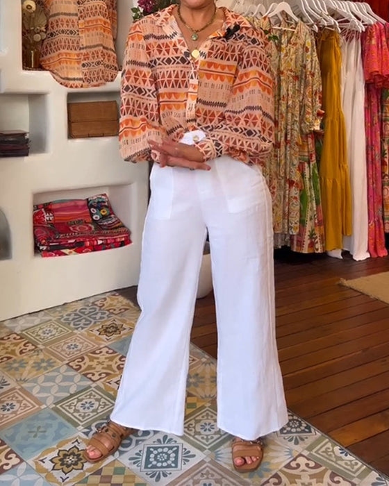 Chemise à revers et imprimé rétro