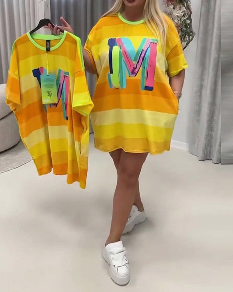 Robe Arc-en-Ciel Rayé Lettre