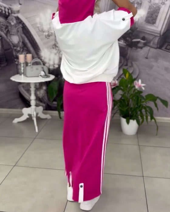 Ensemble À Capuche Cordon Jupe Imprimée