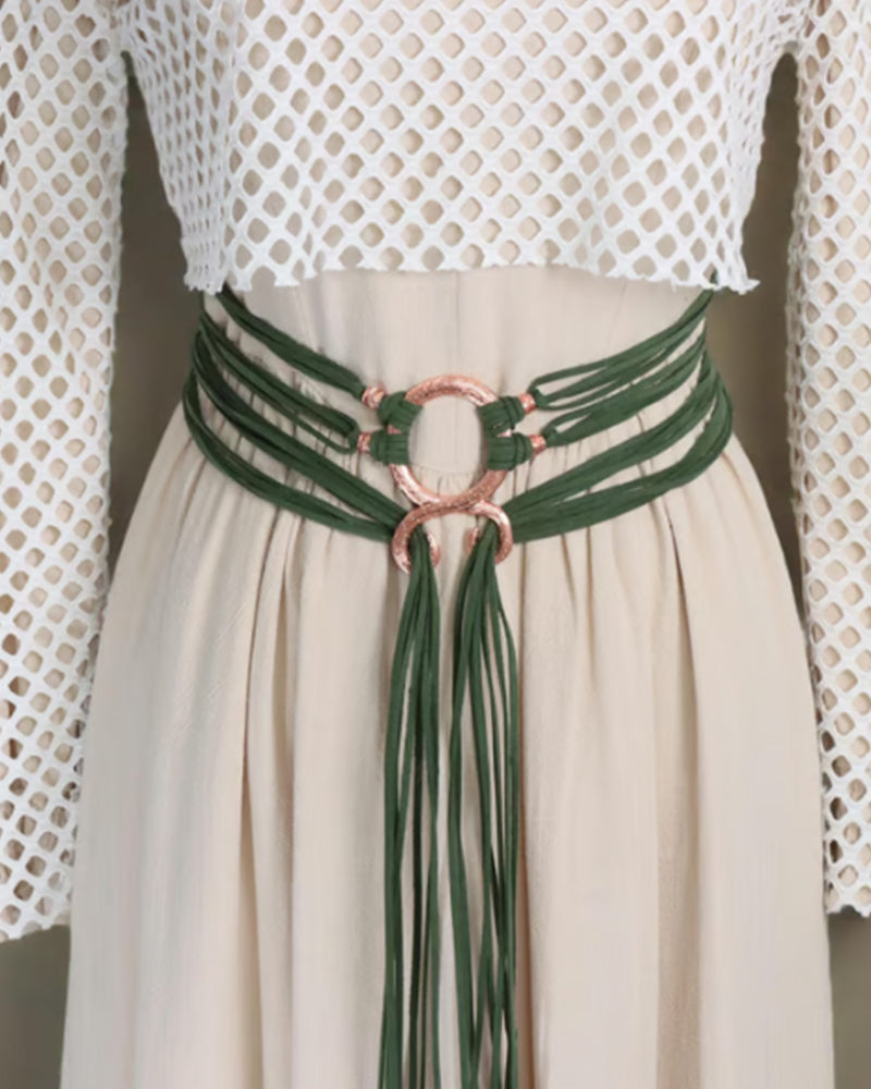 🔥Médiéval Viking Tressé Ceinture En Cuir Ensemble, Avec Boucle Anneau & Franges Décorations