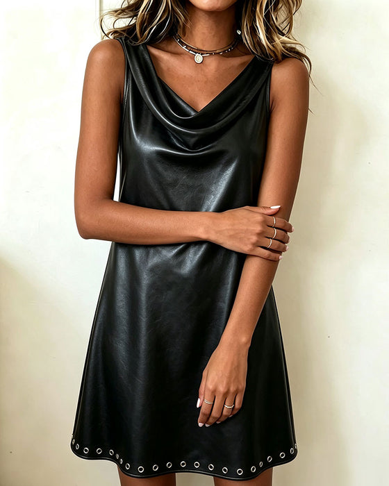 Robe Col Drapé Sans Manches Décontractée