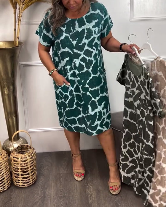 Robe Col Rond Loose Imprimé