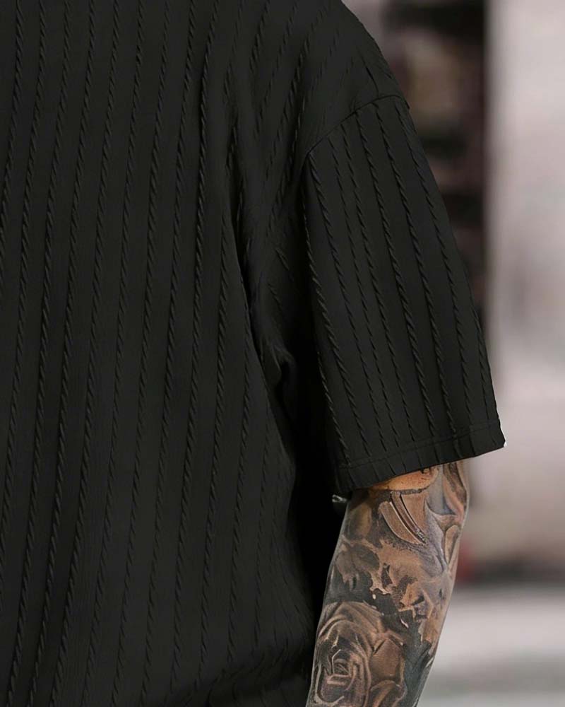 Ensemble Homme T-Shirt Rayé Et Short Col Crew