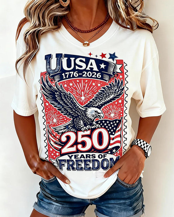 T-Shirt Col Rond Eagle Print