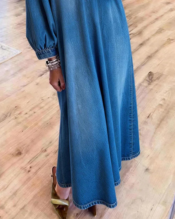 Robe Denim Style Chemise Maxi