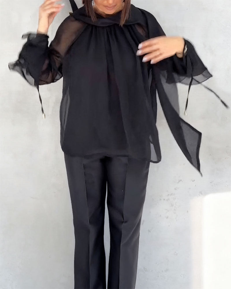 Blouse Mesh Assemblage Élégant