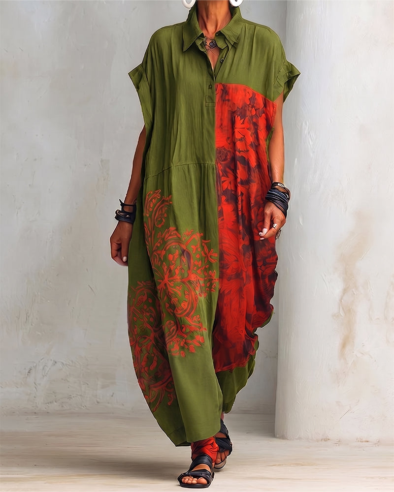 Robe Revers Imprimé Lâche Chemise