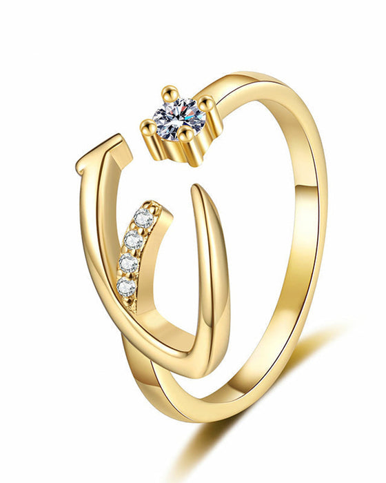 Bague Réglable Scintillante Avec Initiale Pour Femmes