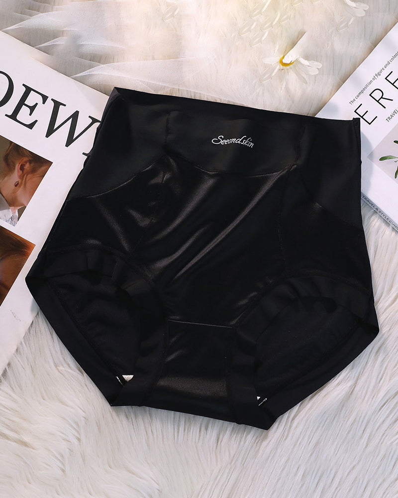 Culotte Femme Taille Haute En Satin Soie Glacée Sans Couture Effet Push-Up Et Gainant