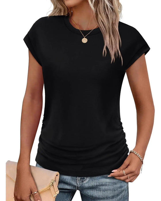 T-Shirt Côté Fronçage Manches Courtes