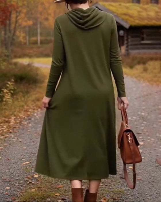 Robe décontractée simple de couleur unie avec poche