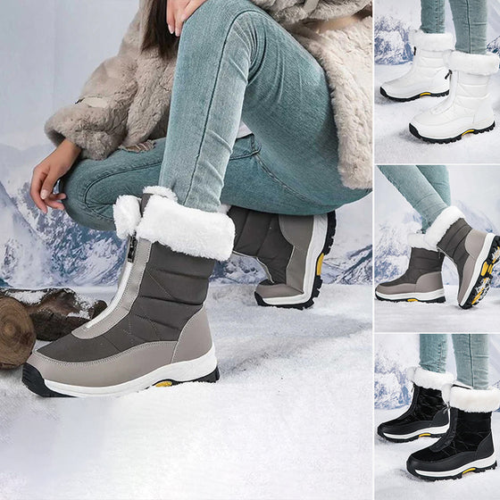 Bottes De Neige Chaudes Antidérapantes À Fermeture Éclair Pour Femmes